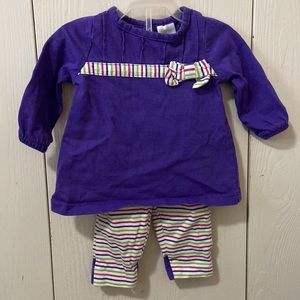 Nursery Rhyme Purple Top and Striped Colourful Leggings